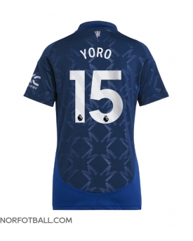 Billige Fotballdrakt Manchester United Leny Yoro #15 Replika Bortedrakt Dame 2024-25 Kortermet